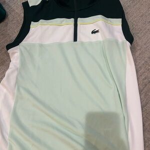 Lacoste Sport Zip-Up Jacket in Dark Green and Cream